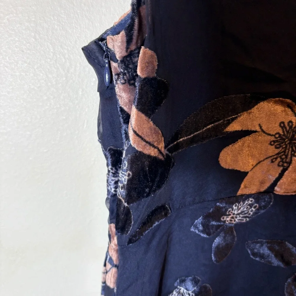 Lulus At The Afterparty Navy Blue Burnout Velvet Floral Mini Dress Size Small - Picture 9 of 10